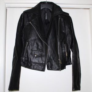 Black leather moto jacket